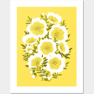 Bright summer flowers (Limnanthes flowers) Posters and Art
